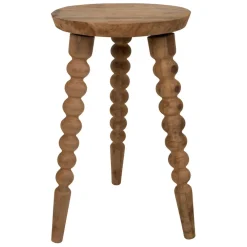 Bout de canapé rond en bois recyclé naturel d34cm - Campagne
