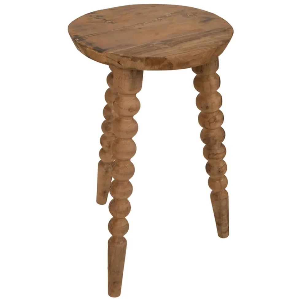 Bout de canapé rond en bois recyclé naturel d34cm - Campagne
