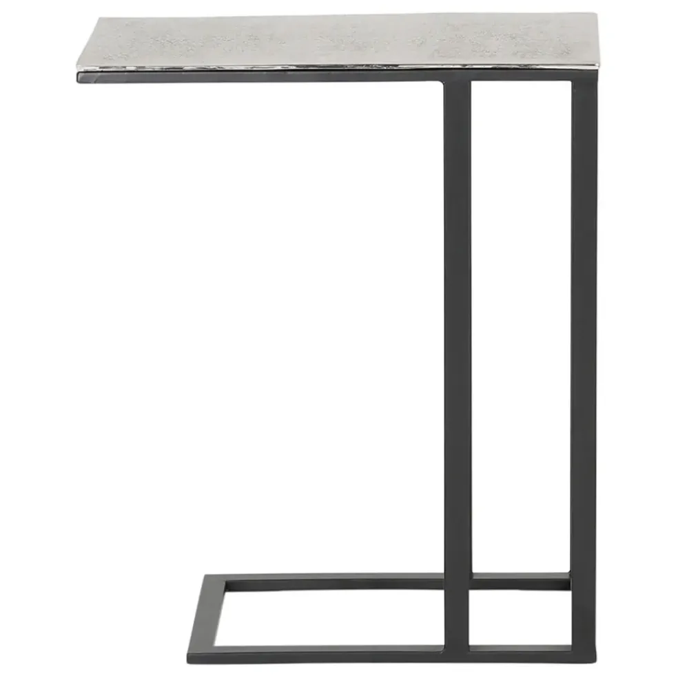 Bout de canape en aluminium et fer argenté - Felia
