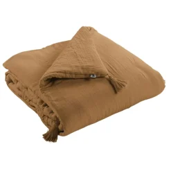 Bout de lit camel en gaze de coton 90x200cm - Gaia