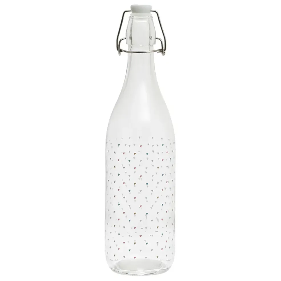 Bouteille en verre coeur multicolore 90cl -famille