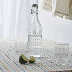 Bouteille en verre coeur multicolore 90cl -famille