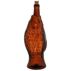 Bouteille Poisson en verre recyclé sablé ambre 1.1L