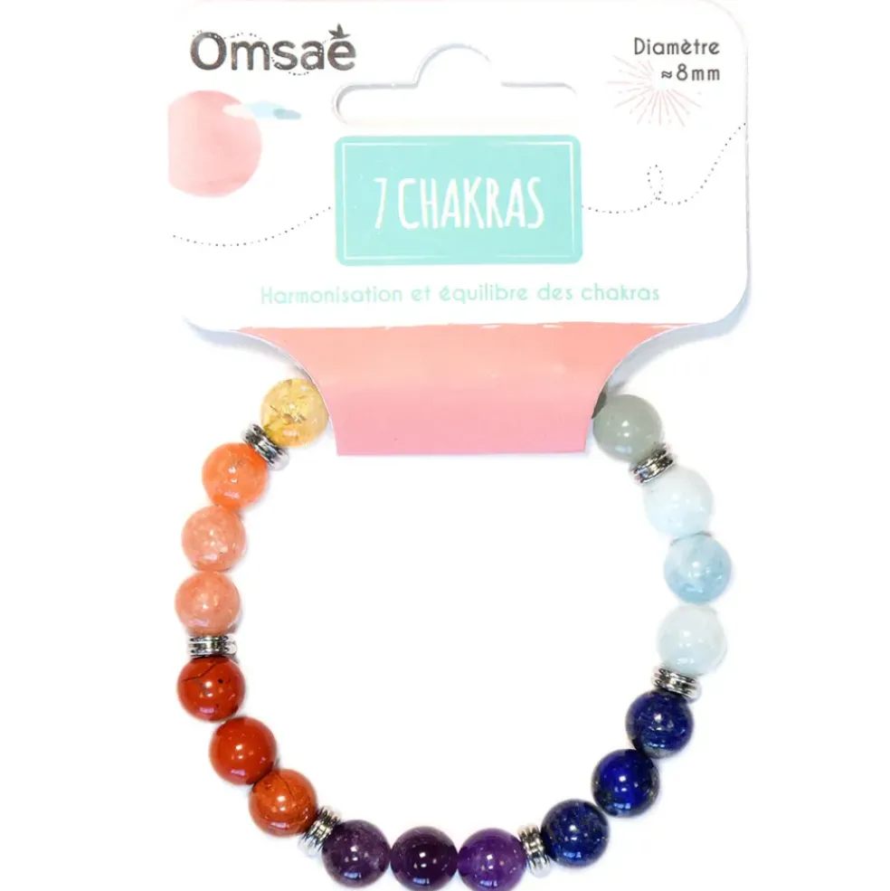 Bracelet 7 chakras mix perles rondes 8mm