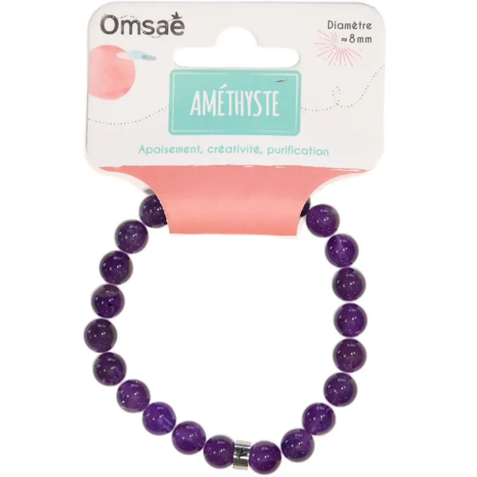 Bracelet améthyste perles rondes 8mm