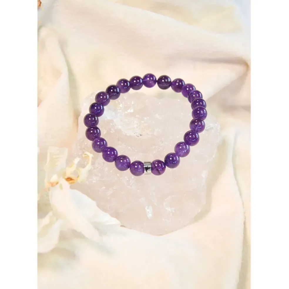 Bracelet améthyste perles rondes 8mm