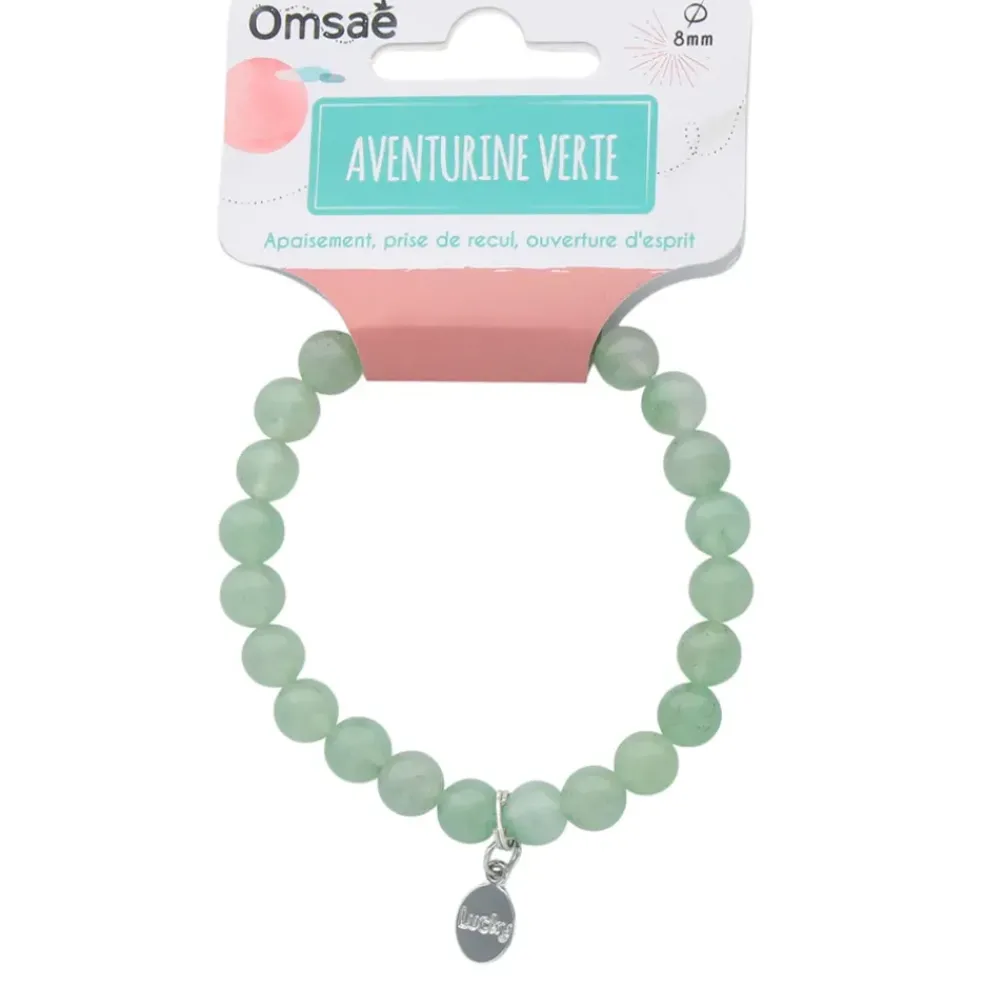 Bracelet aventurine verte perles rondes 8mm et chance