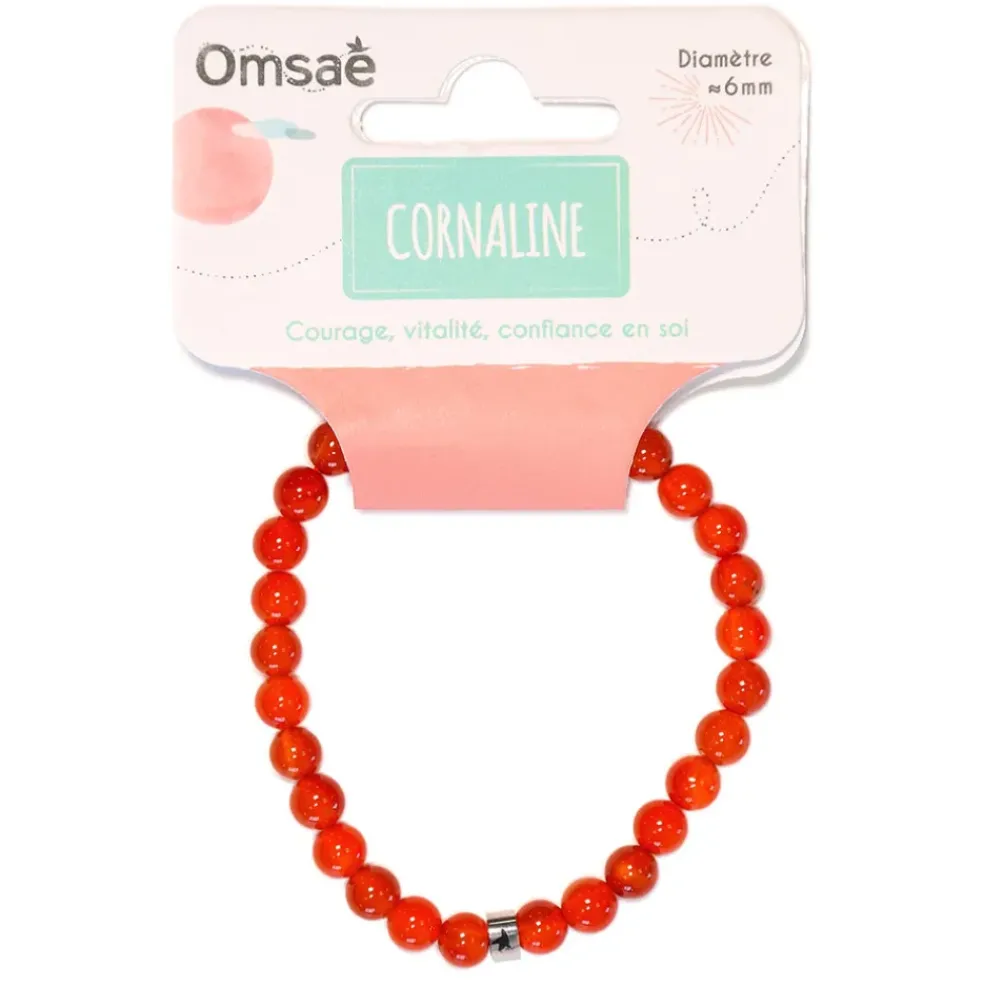 Bracelet cornaline perles rondes 6mm