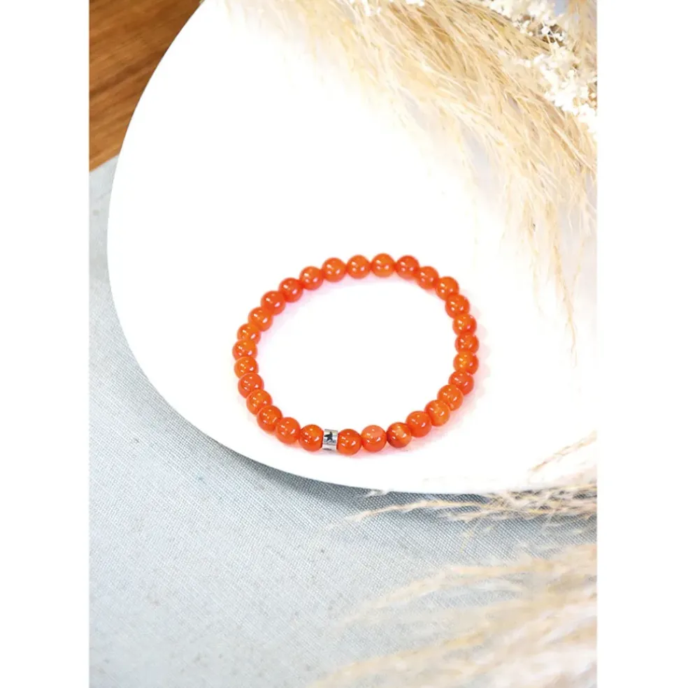 Bracelet cornaline perles rondes 6mm