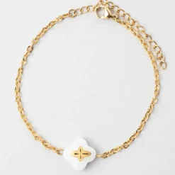 Bracelet en acier doré et blanc - trefle