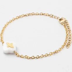 Bracelet en acier doré et blanc - trefle