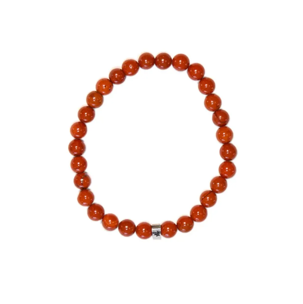 Bracelet jaspe rouge perles rondes 6mm
