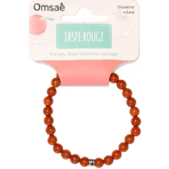 Bracelet jaspe rouge perles rondes 6mm