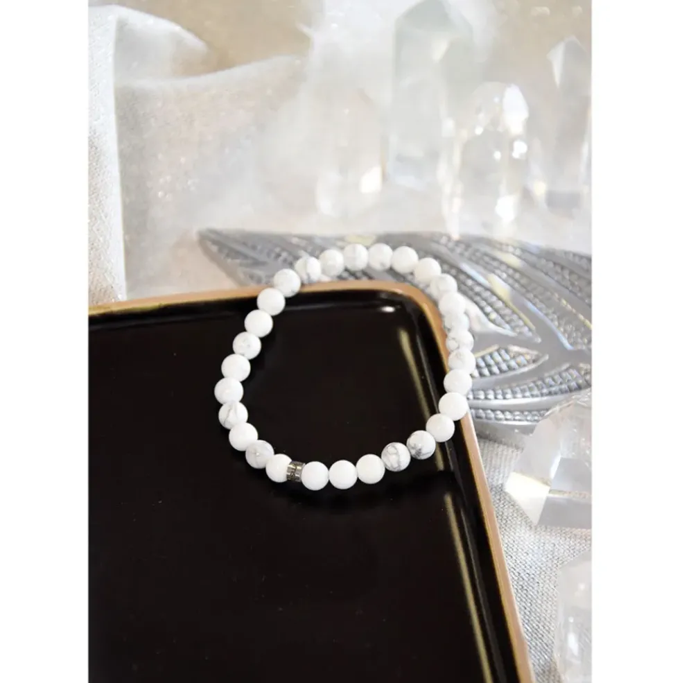 Bracelet magnésite perles rondes 6mm