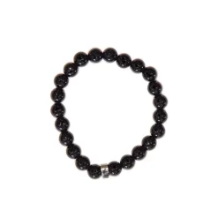 Bracelet obsidienne noire perles rondes 8mm