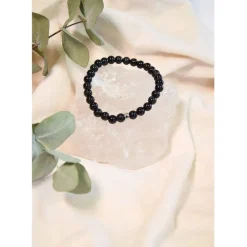 Bracelet obsidienne noire perles rondes 6mm