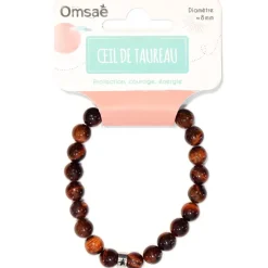 Bracelet oeil de taureau perles rondes 8mm