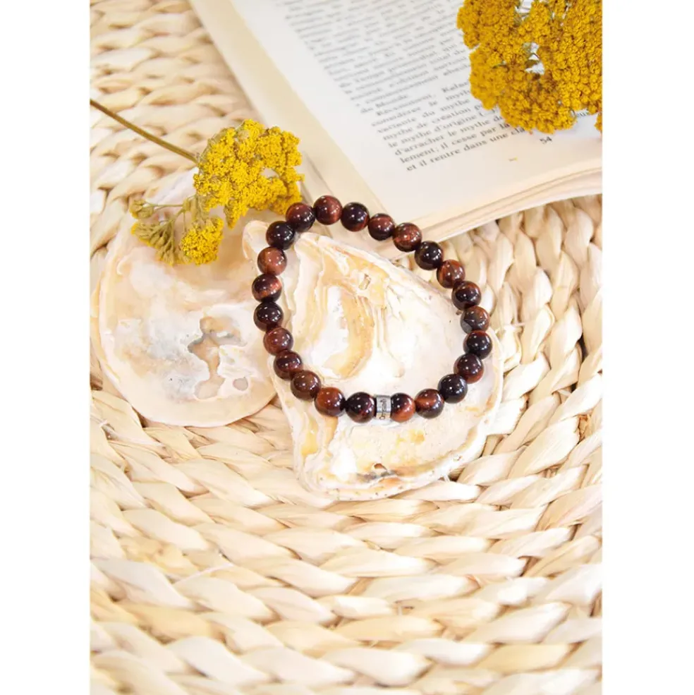 Bracelet oeil de taureau perles rondes 8mm