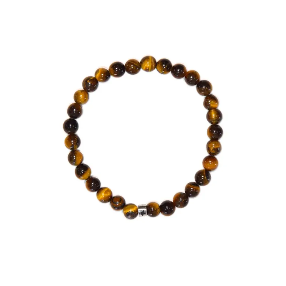 Bracelet oeil de tigre perles rondes 6mm