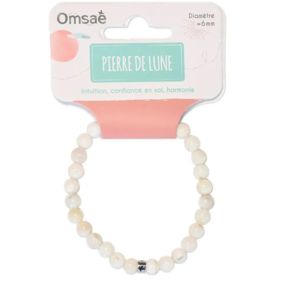 Bracelet pierre de lune perles rondes 6mm