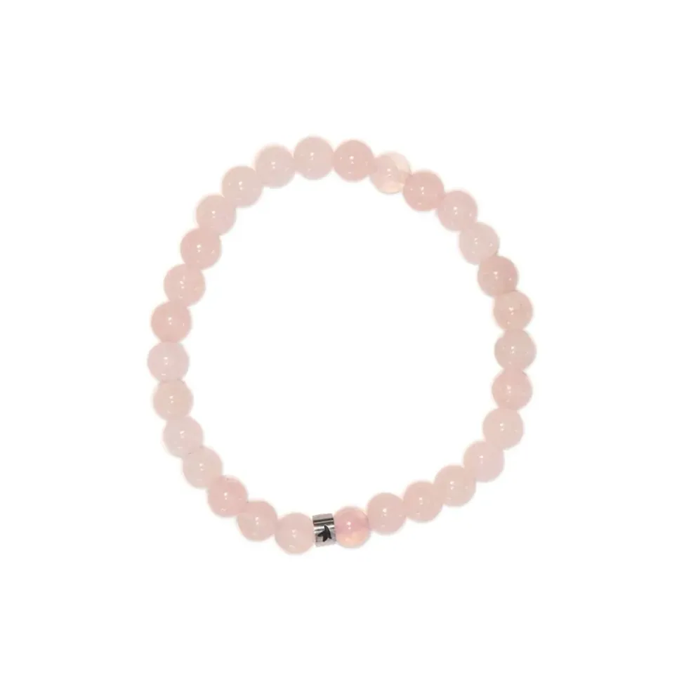 Bracelet quartz rose perles rondes 6mm