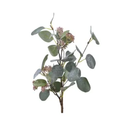 Branche d'eucalyptus en plastique paillettes vert givré h50cm