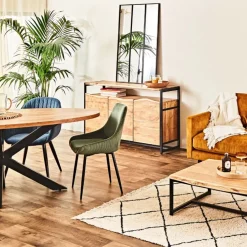 Buffet 3 portes en acacia et pieds en fer noir - Brooklyn