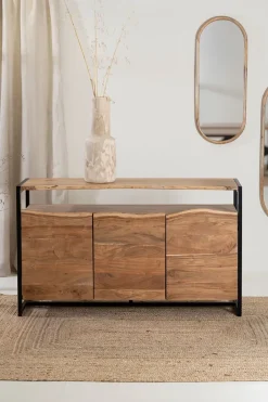 Buffet 3 portes en acacia et pieds en fer noir - Brooklyn