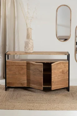 Buffet 3 portes en acacia et pieds en fer noir - Brooklyn
