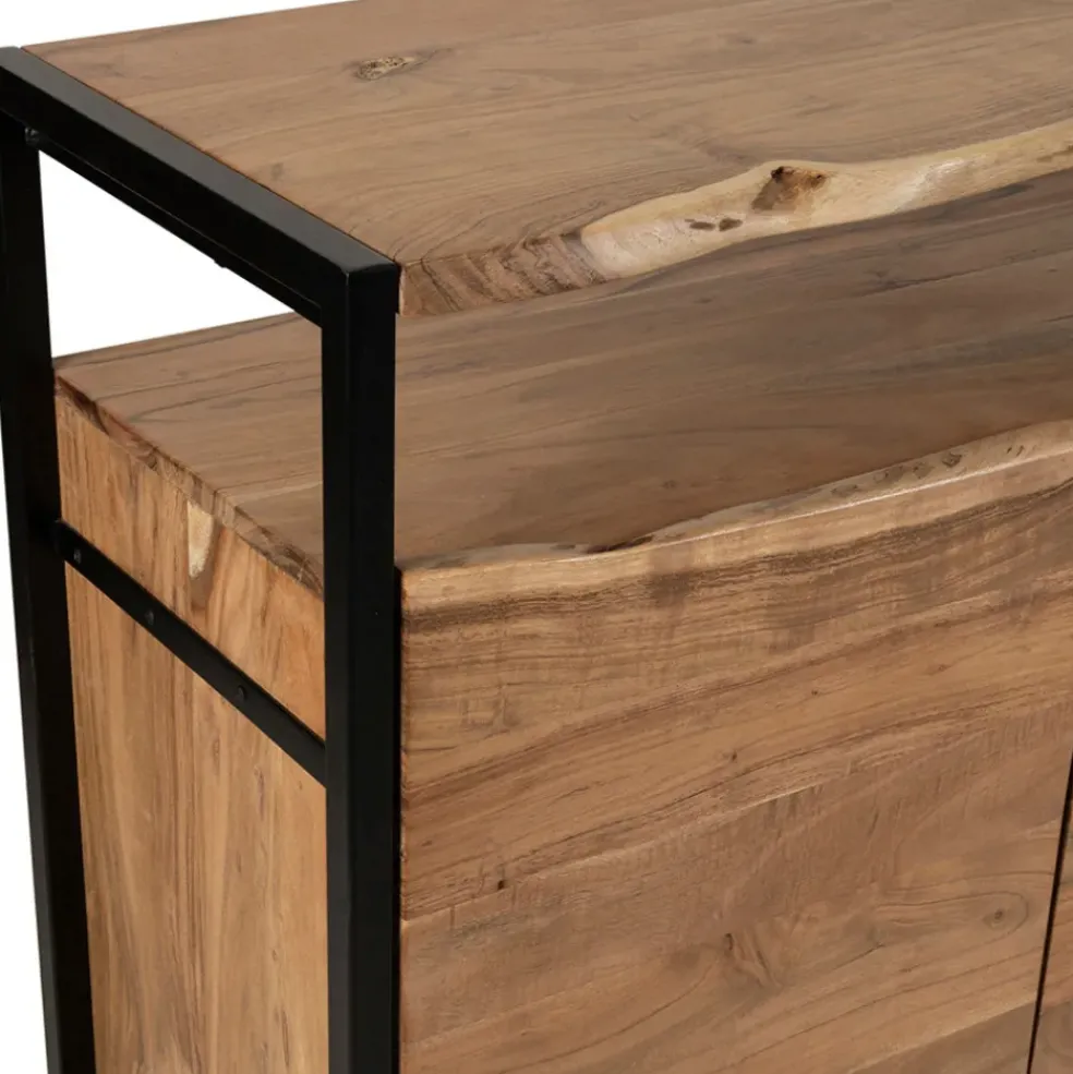 Buffet 3 portes en acacia et pieds en fer noir - Brooklyn