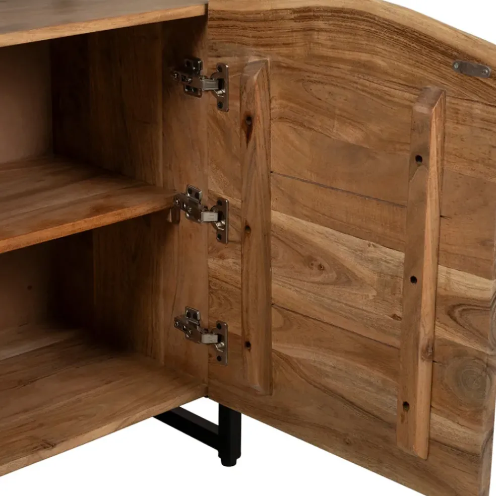 Buffet 3 portes en acacia et pieds en fer noir - Brooklyn