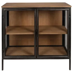 Buffet bas 2 portes en manguier naturel et fer h90cm - Tucson