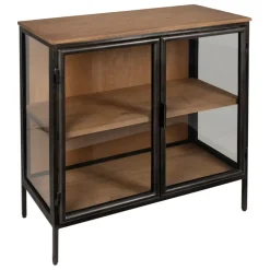 Buffet bas 2 portes en manguier naturel et fer h90cm - Tucson