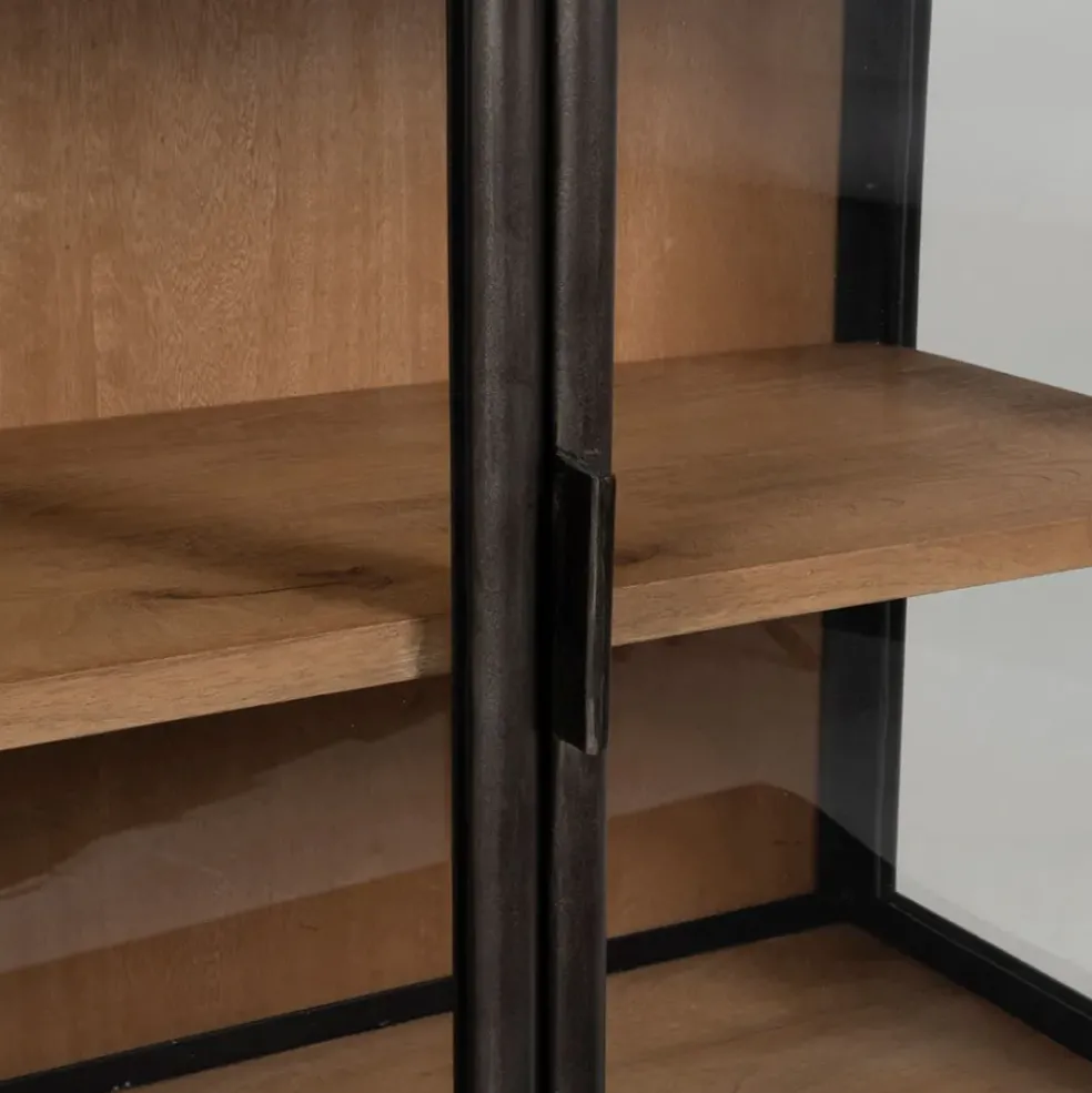 Buffet bas 2 portes en manguier naturel et fer h90cm - Tucson