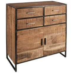 Buffet bas en acacia et fer 2 portes H105cm -Factory