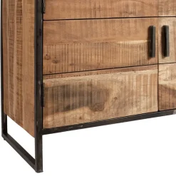 Buffet bas en acacia et fer 2 portes H105cm -Factory