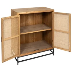 Buffet bas en sapin et bambou naturel L80cm - Tamba