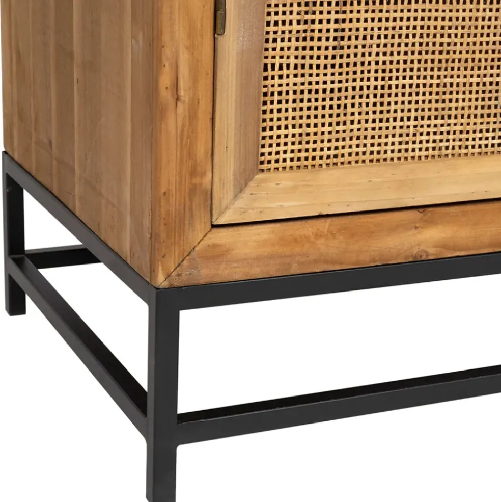 Buffet bas en sapin et bambou naturel L80cm - Tamba