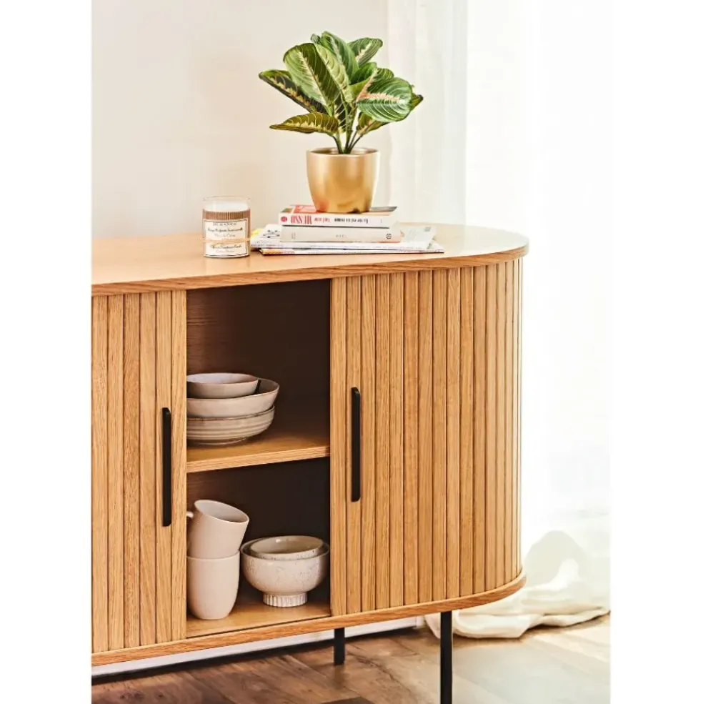 Buffet en placage chêne naturel 140x45cm - nola
