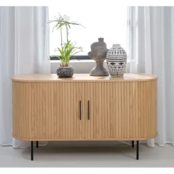 Buffet en placage chêne naturel 140x45cm - nola