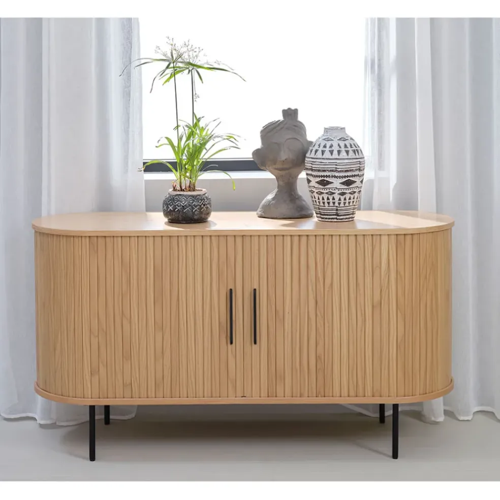 Buffet en placage chêne naturel 140x45cm - nola