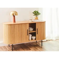 Buffet en placage chêne naturel 140x45cm - nola