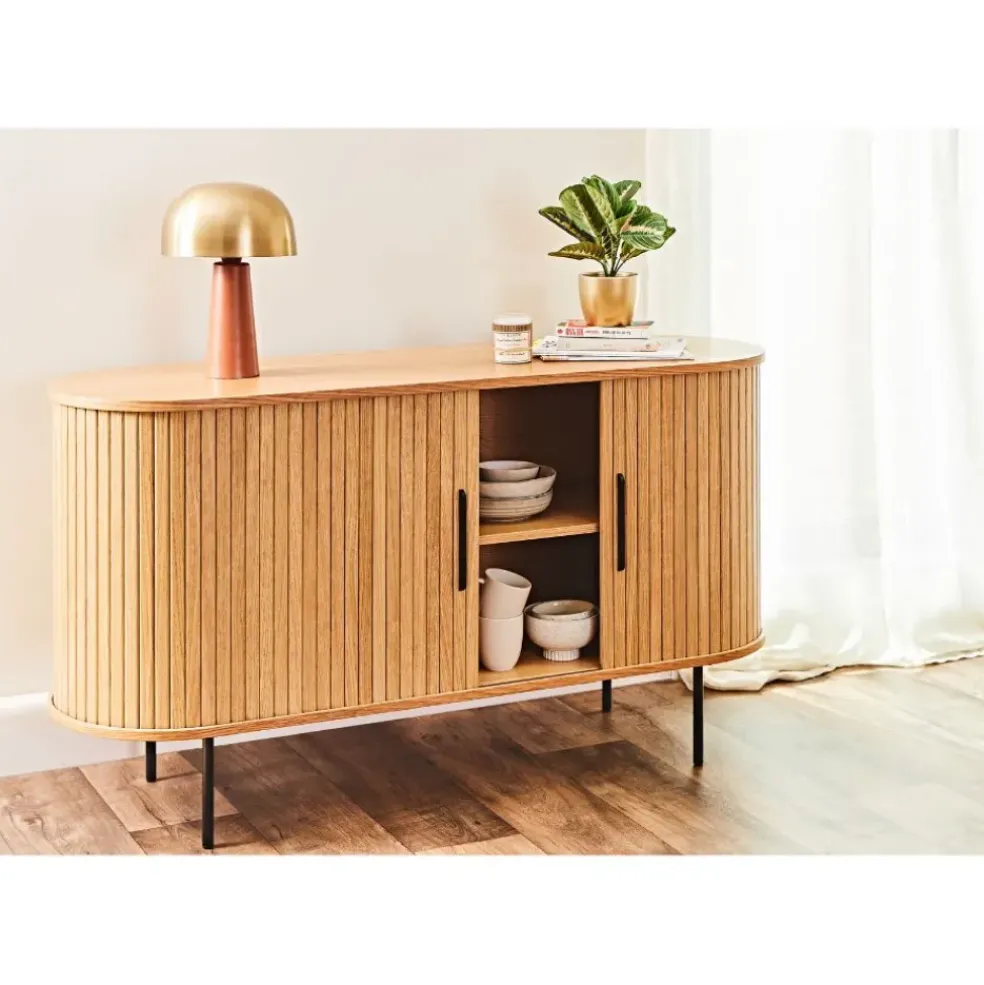 Buffet en placage chêne naturel 140x45cm - nola