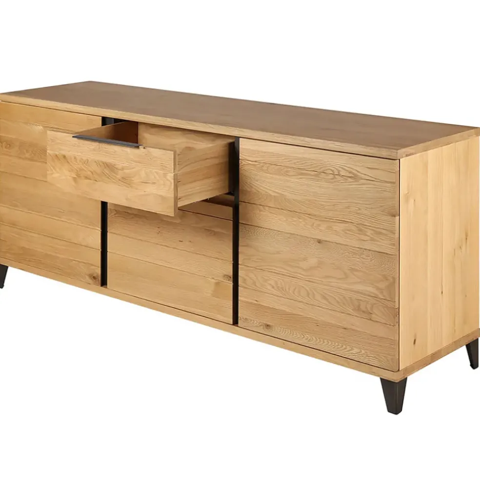 Buffet enfilade chêne massif 3 portes et tiroir - Manny