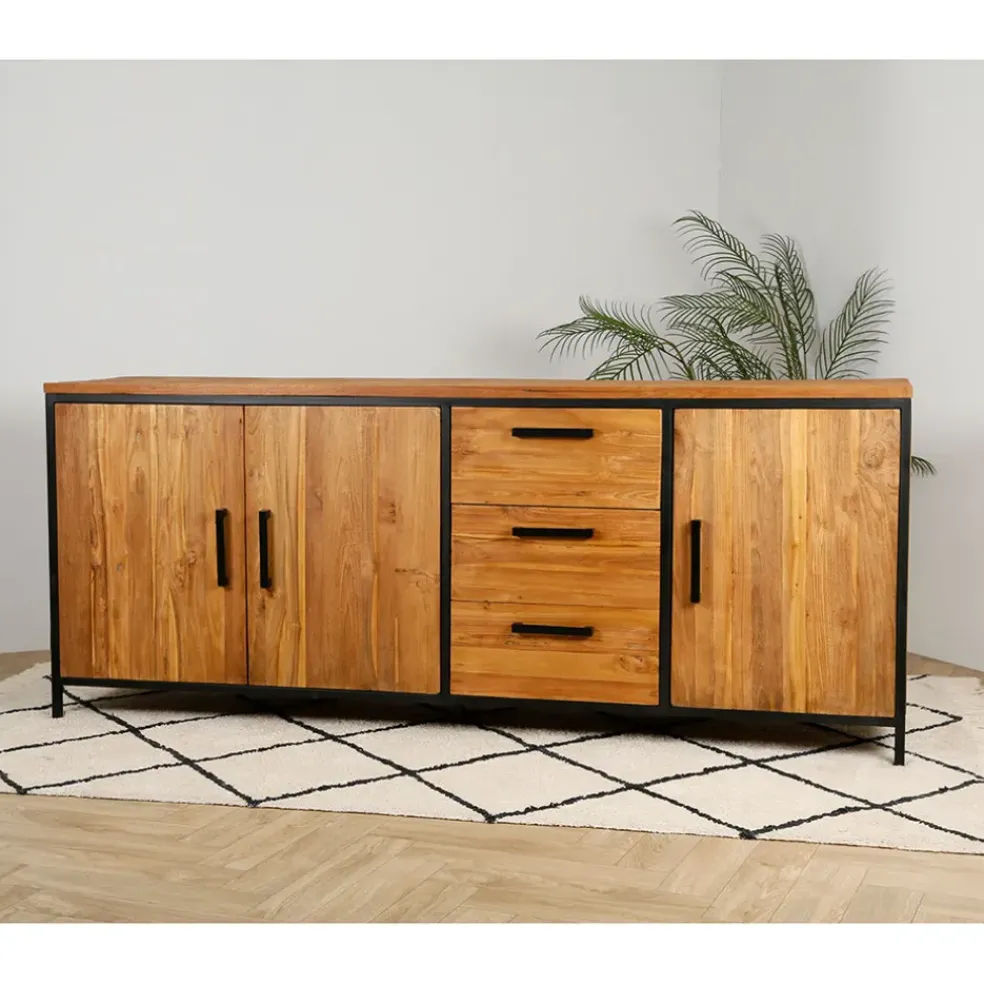 Buffet enfilade en teck massif 3 portes L195cm - Alix