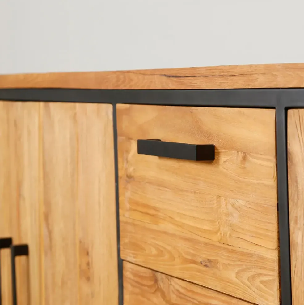 Buffet enfilade en teck massif 3 portes L195cm - Alix