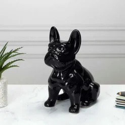 Bulldog ceramique noir h20cm