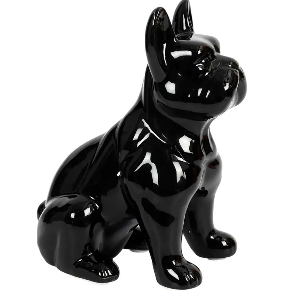 Bulldog ceramique noir h20cm