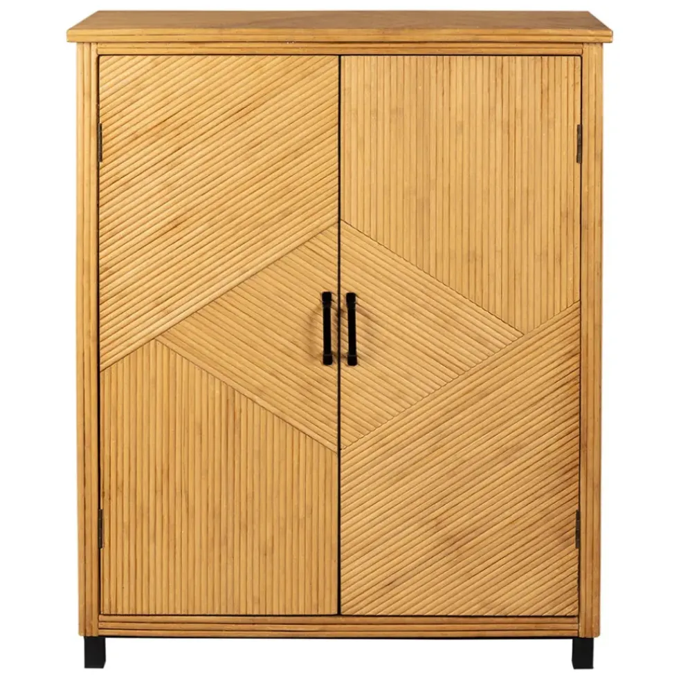 Cabinet 2 portes en bambou et sapin 80x40xh99.5cm - Saori