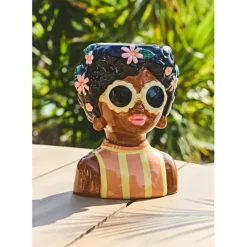 Cache pot en dolomite orange - Funny